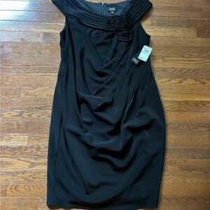 Adrianna Papell Black Midi Dress Sophisticated Elegance